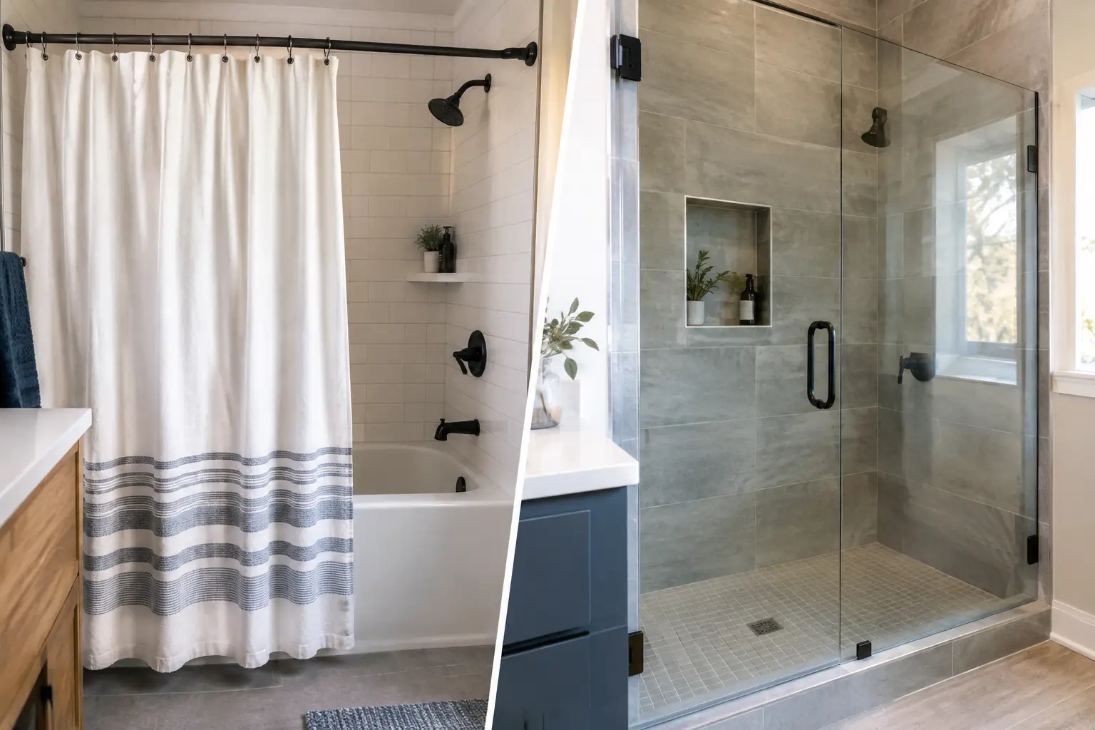 Shower Curtain Versus Glass Door Compared